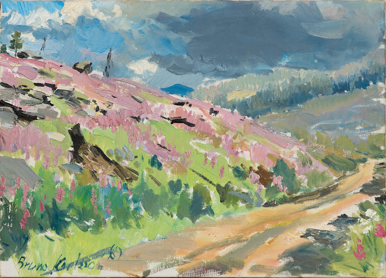 BRUNO KARLSSON. Landscape composition, oil on canvas, signed and dated, -69.