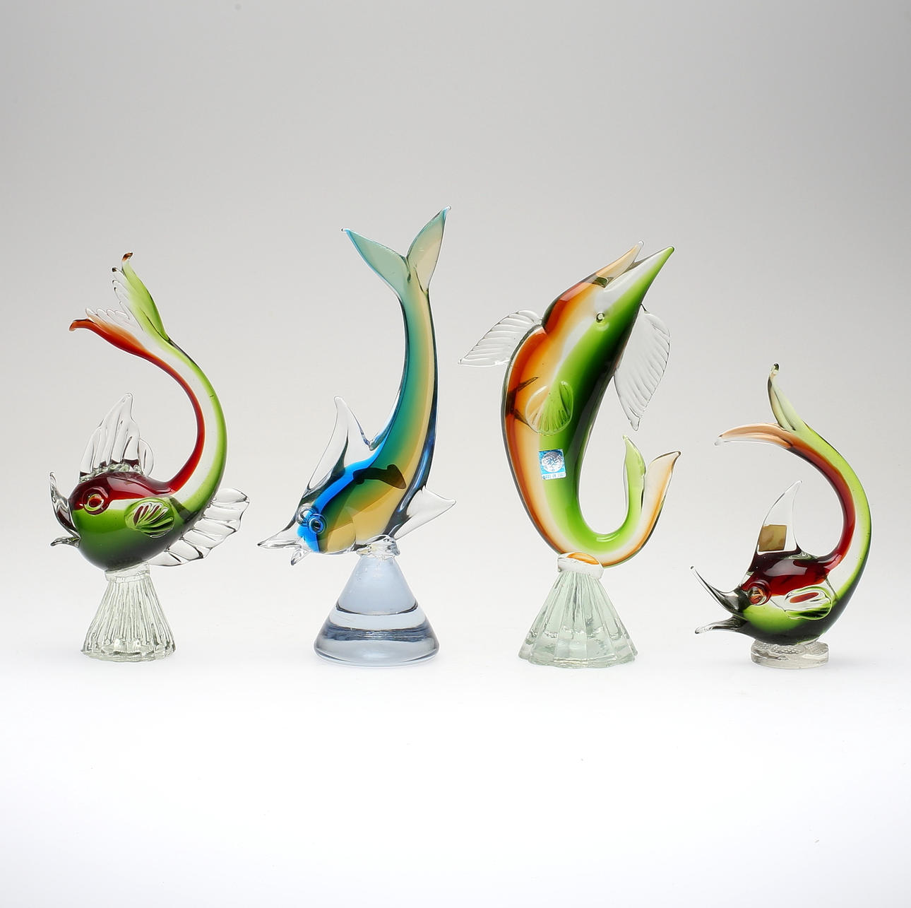 FIGURER, 4 st, glas, Murano, Italien, 1900-talets andra hälft.