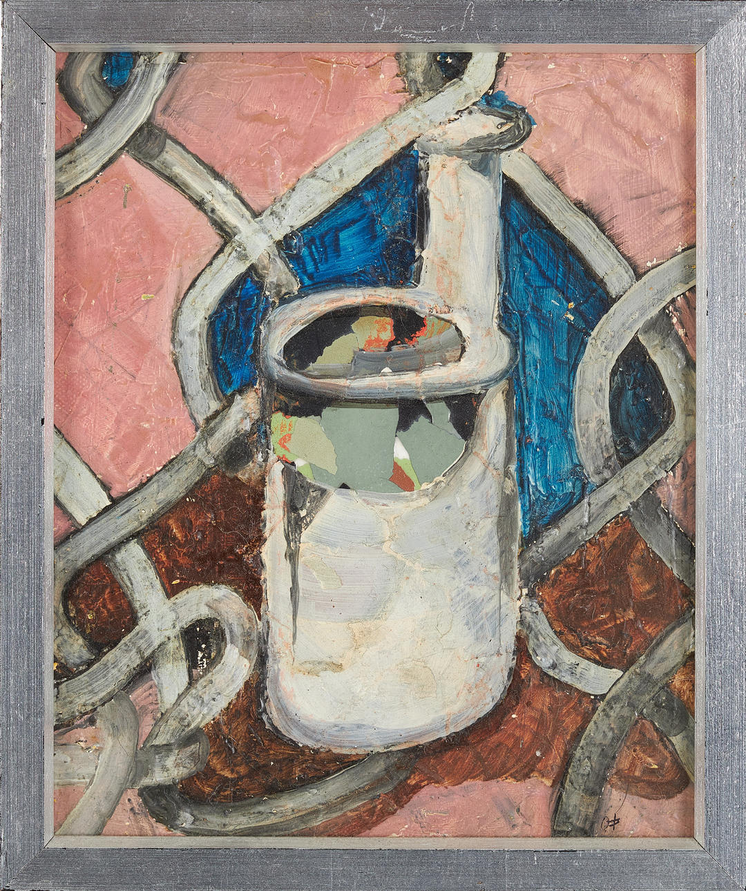 PATRIK QVIST. Composition, oil/collage on panel, signed verso.