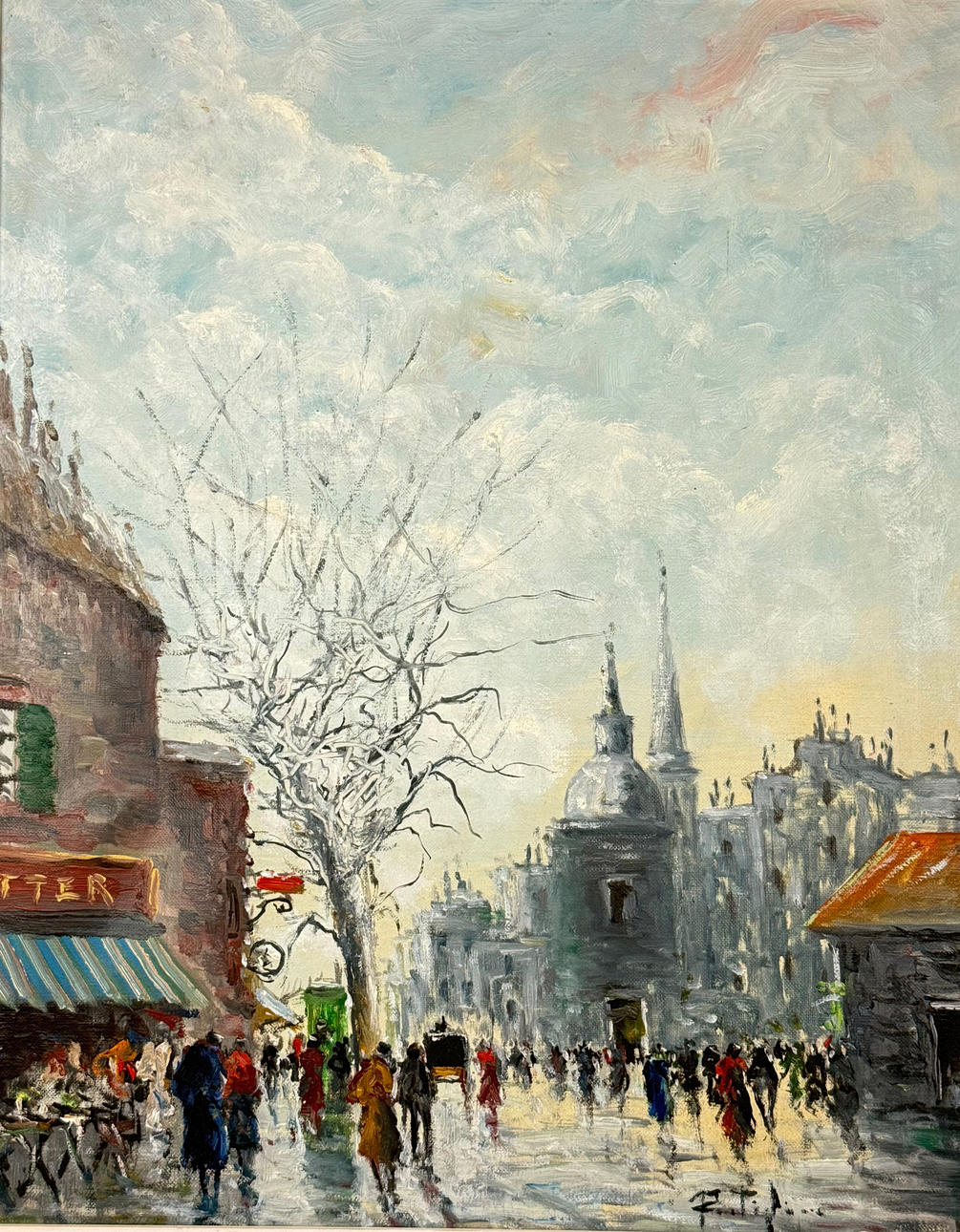 OLJEMÅLNING, oidentifierad stadstorg, Signerad.