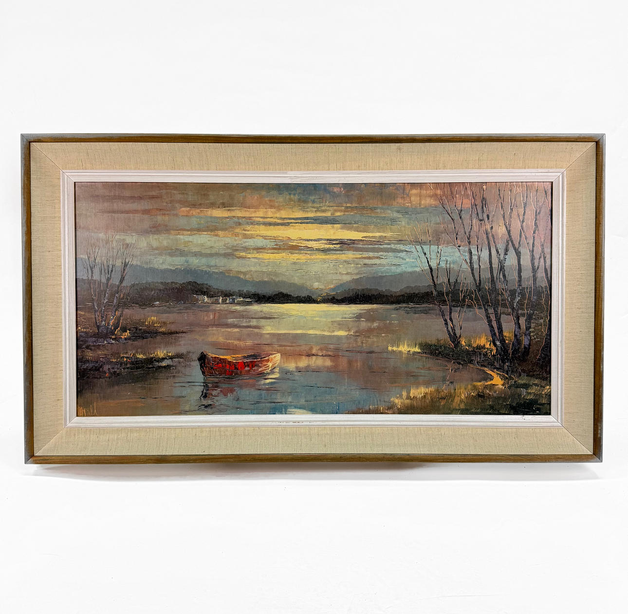 OIDENTIFIERAD KONSTNÄR. Oil print, Eka i dusk, dated 1970.