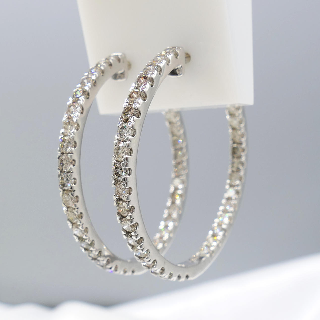 LARGE 5.00CT DIAMOND hoop earrings.