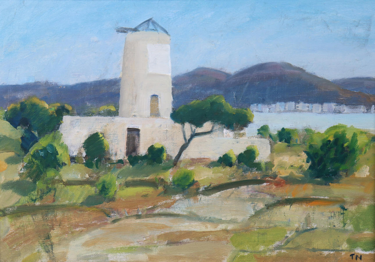 TAGE E NILSSON. oil on panel, “Landscape Ibiza”.