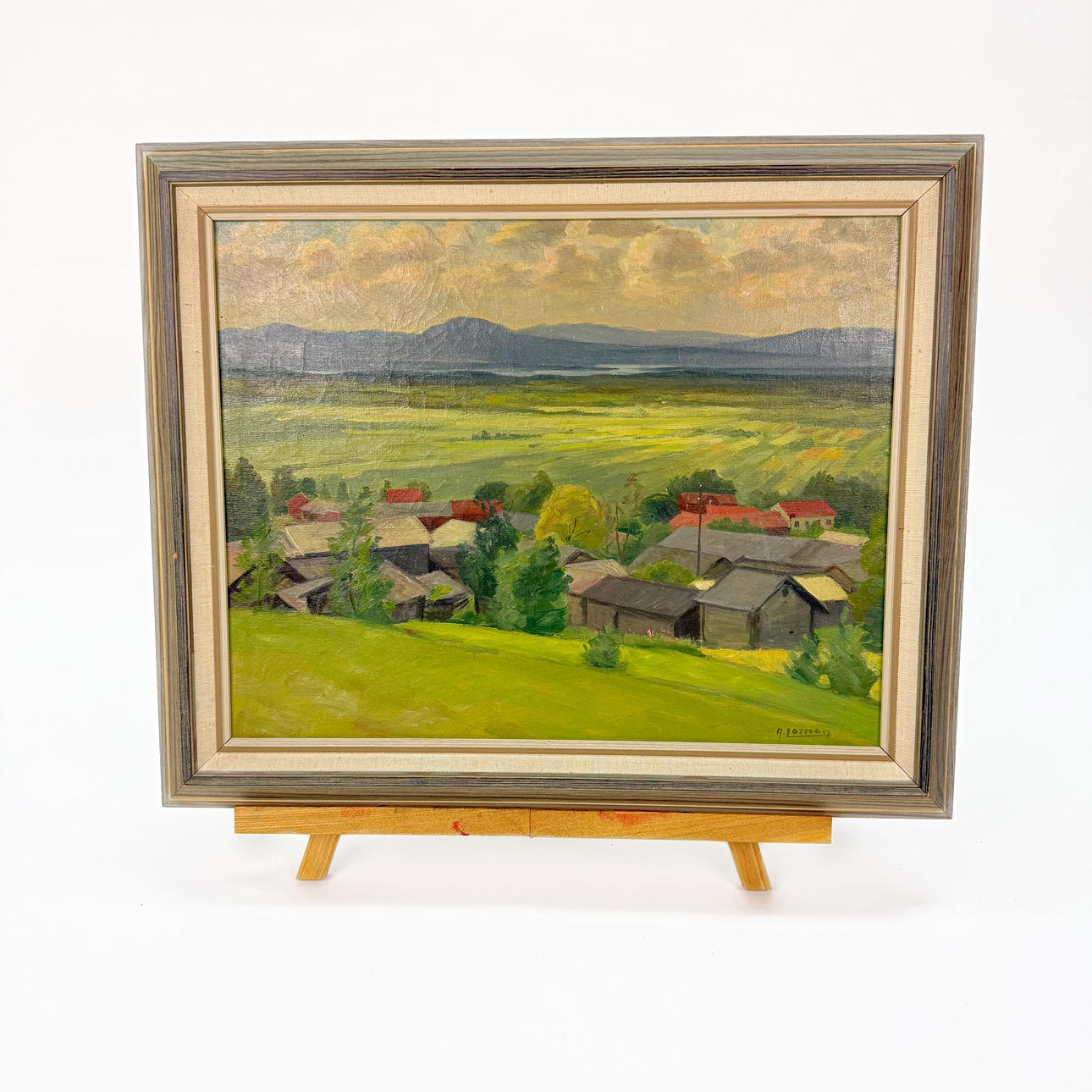 A. LOMAN. Oil on canvas, view from risa, signed, wooden frame.