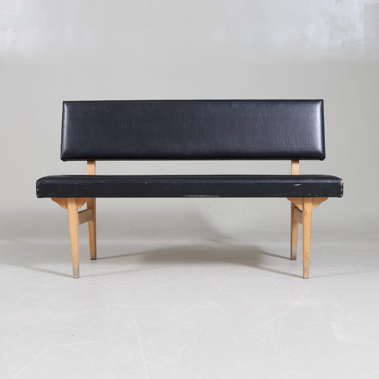 Sofa, oak, artificial leather, 1950s/60s.