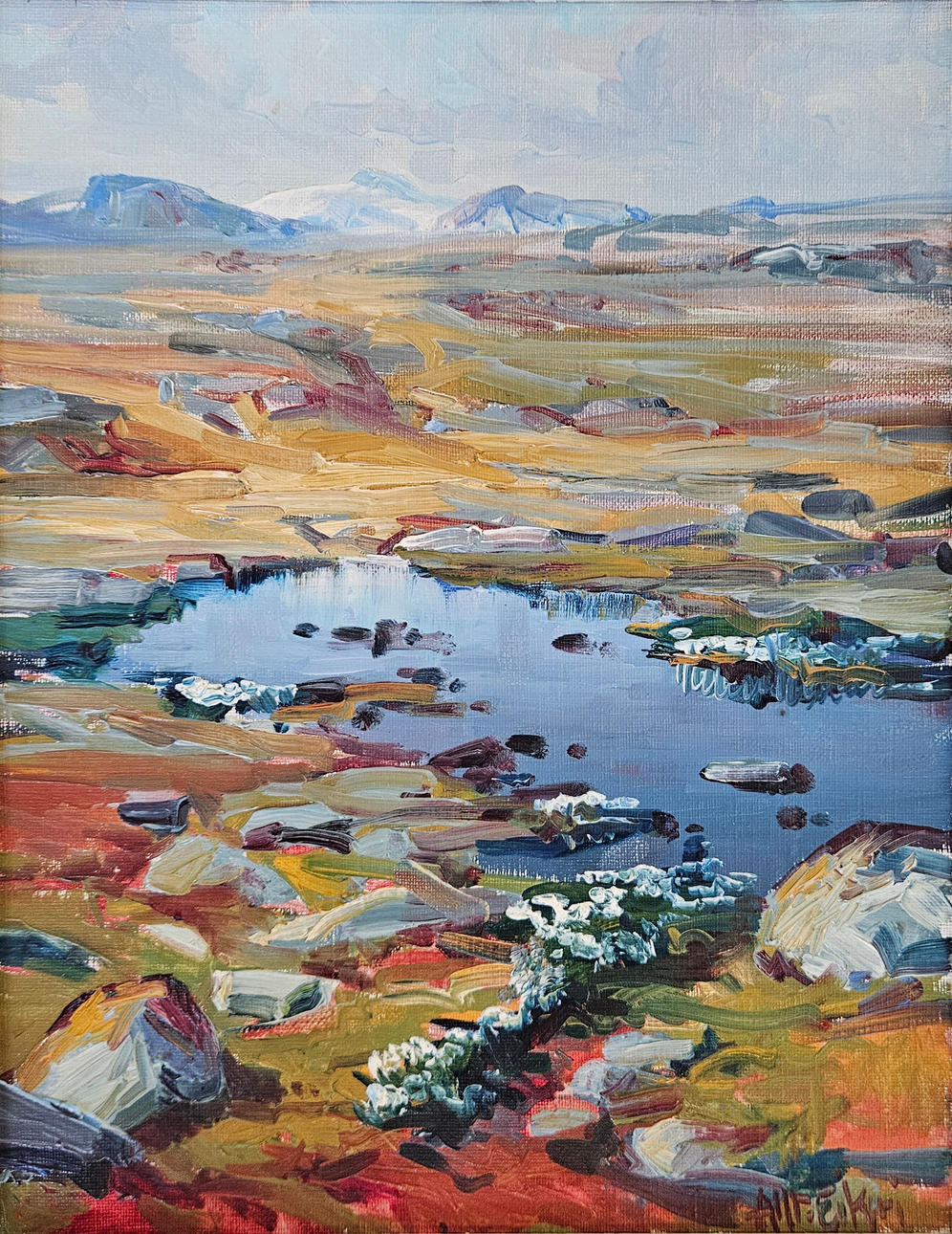 ALFRED EIKRI. Oil on canvas, indistinctly signed.