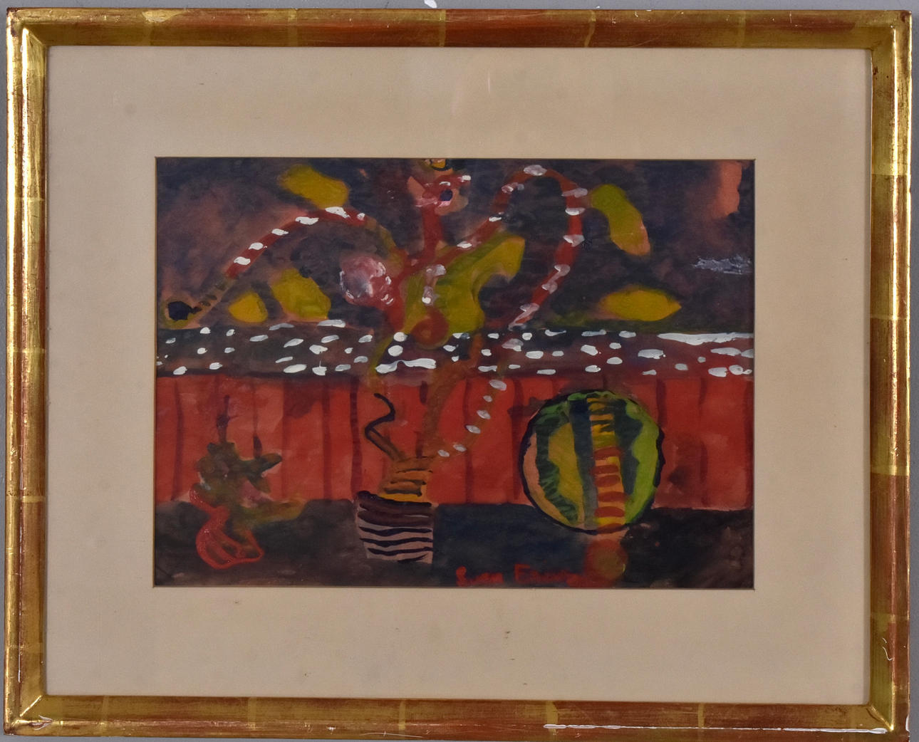 SVEN X:ET ERIXSON. gouache, "Rött plan".