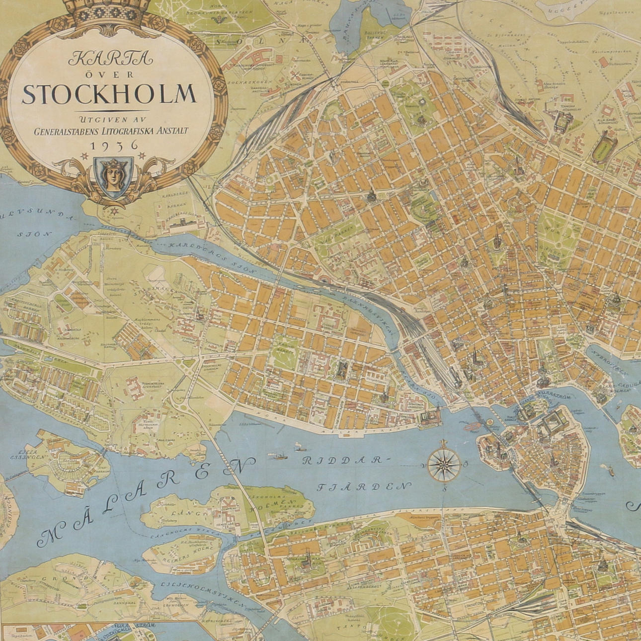 KARTA, Stockholm 1936, Generalstabens litografiska anstalt.