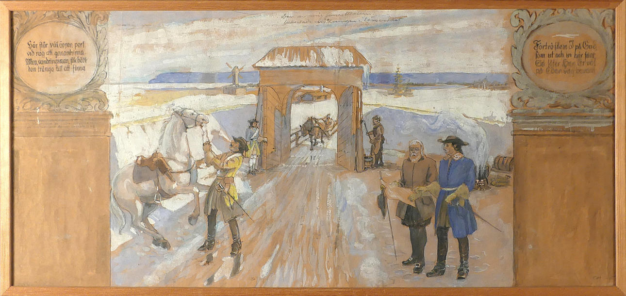 GUSTAF HALLÉN. mixed media, monogram signed 1945.