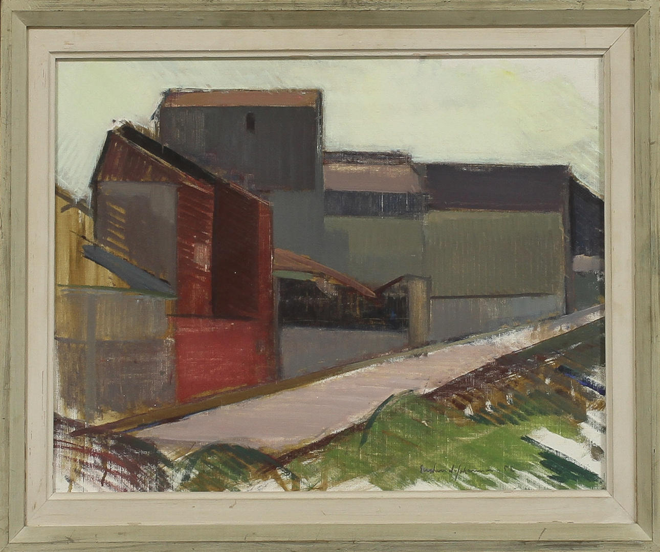 GUSTAV ADOLF ANDERSSON. Väg och hus, olja på duk, sign och daterad -56.