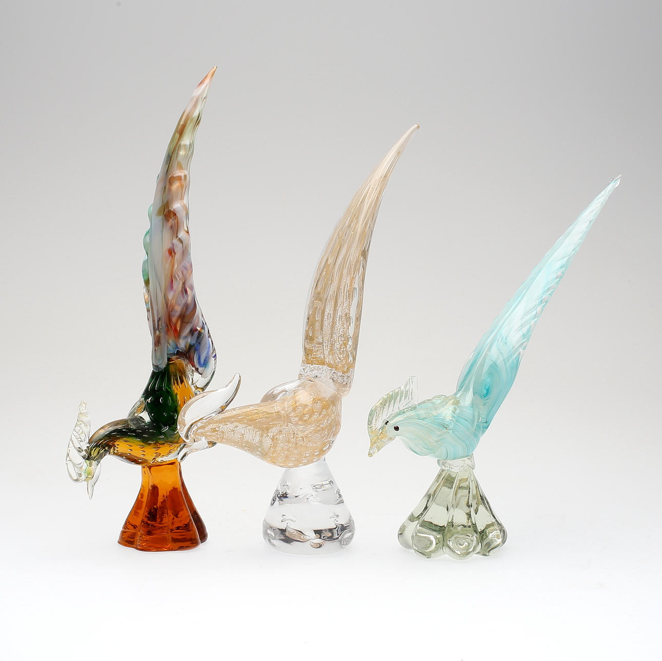 FIGURER, 3 st, glas, Murano, Italien, 1900-talets andra hälft.