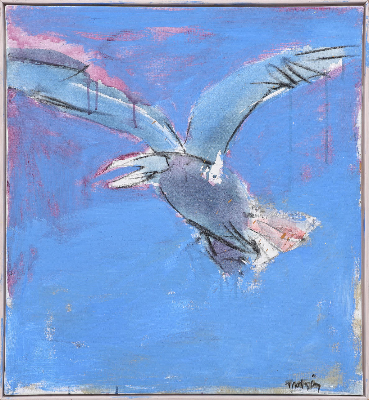 ULF TROTZIG. COMPOSITION WITH BIRD.