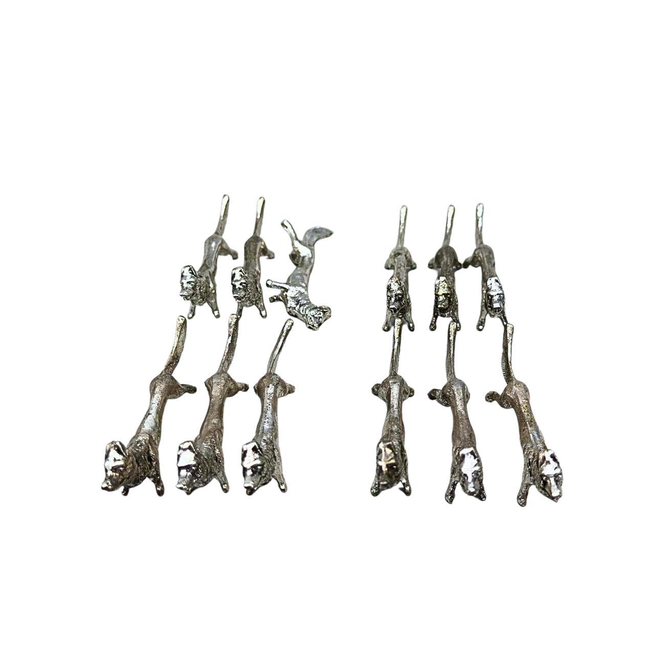 12-PIECE NICKEL FOX KNIFE BENCH SET.