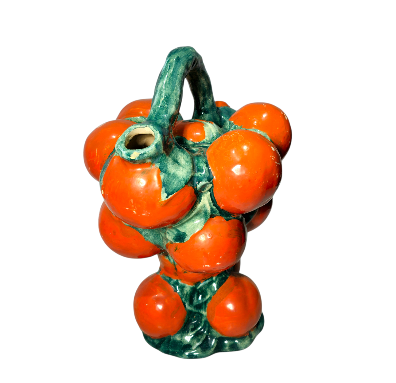 Ceramic jug painted with oranges.