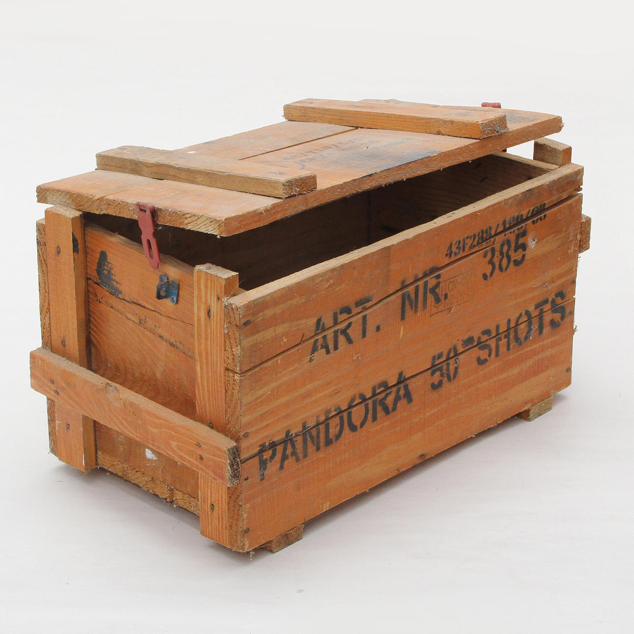 BOX, wooden, for fireworks, empty.