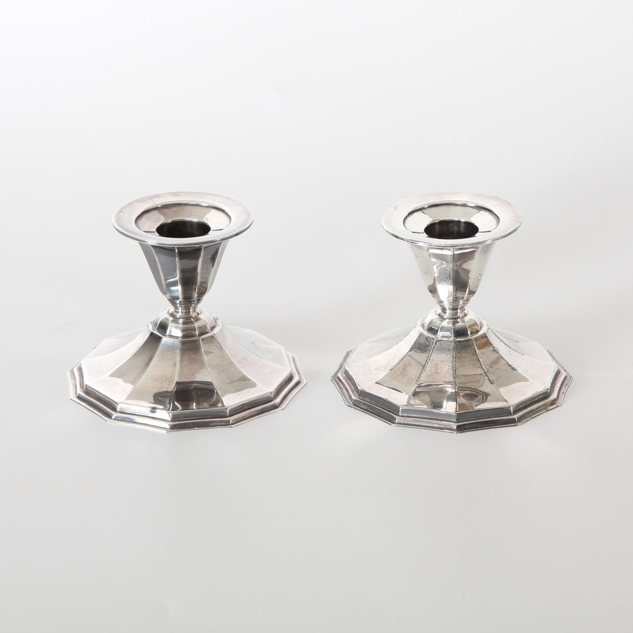 CANDLESTICKS, 1 pair, nickel silver. Atla, Denmark.