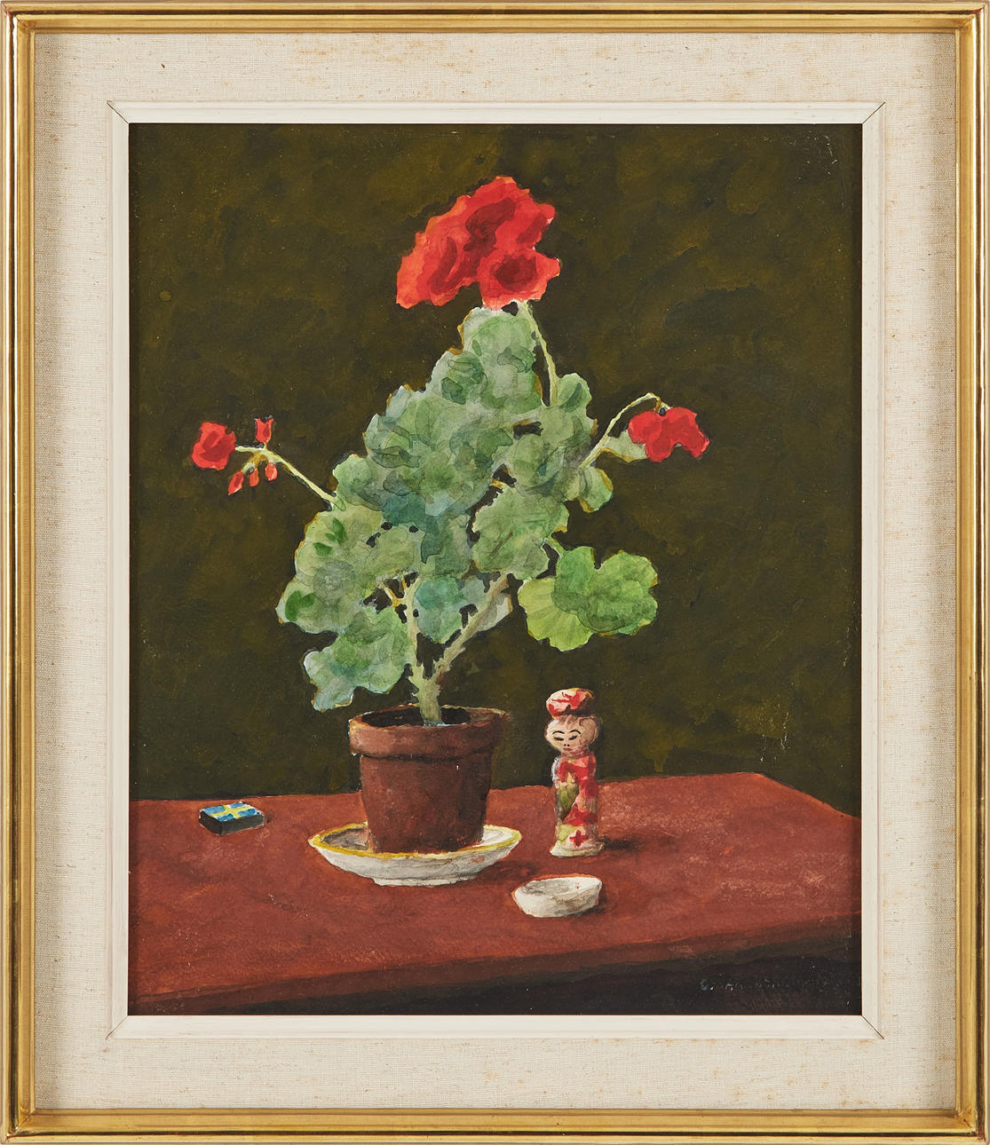 OSKAR BERGMAN. Still life with geranium.
