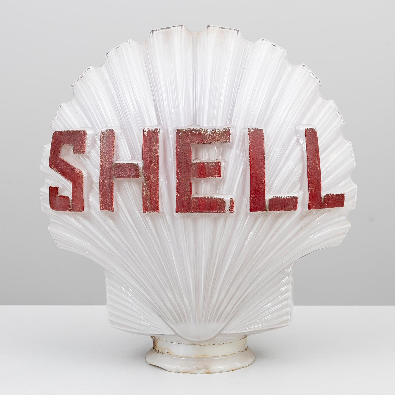 BENSINGLOB, KUPA till BENSINPUMP SHELL, glas, 1900-tal.