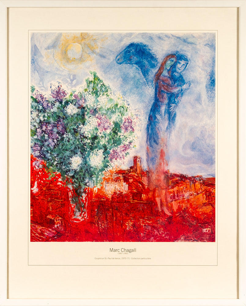 MARC CHAGALL. Poster, “couple sur st. Paul de Vence”.