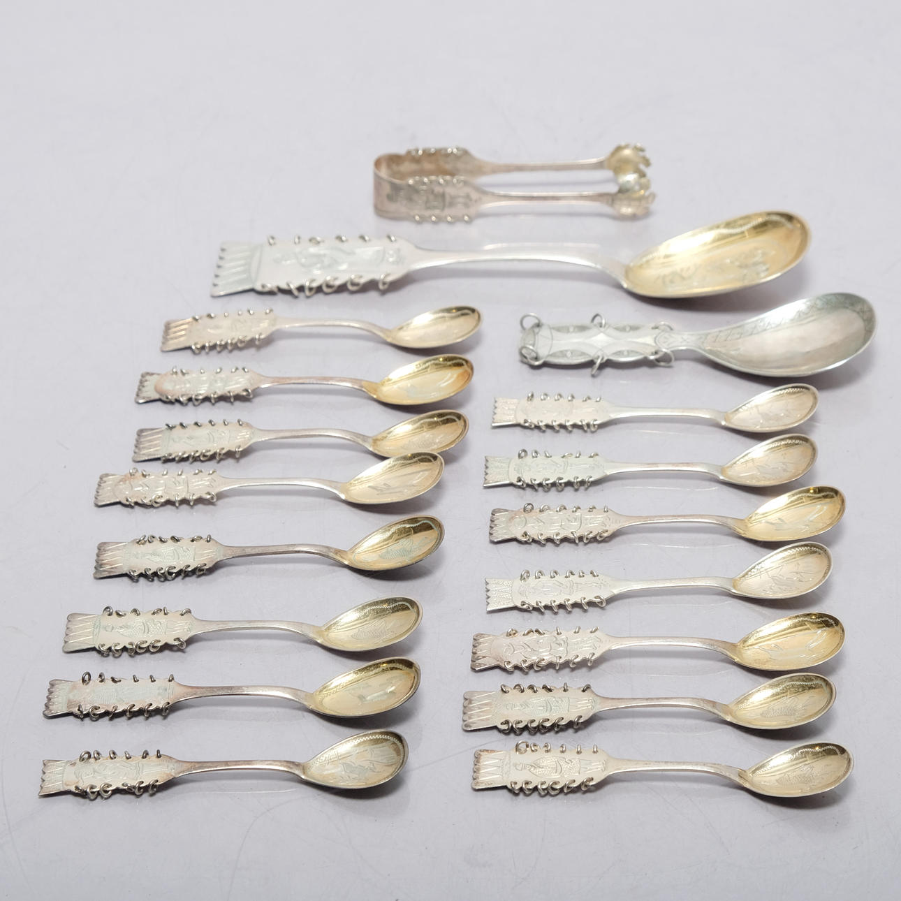 SAMLING BESTICK, Silver, 18 delar, 1900-tal.