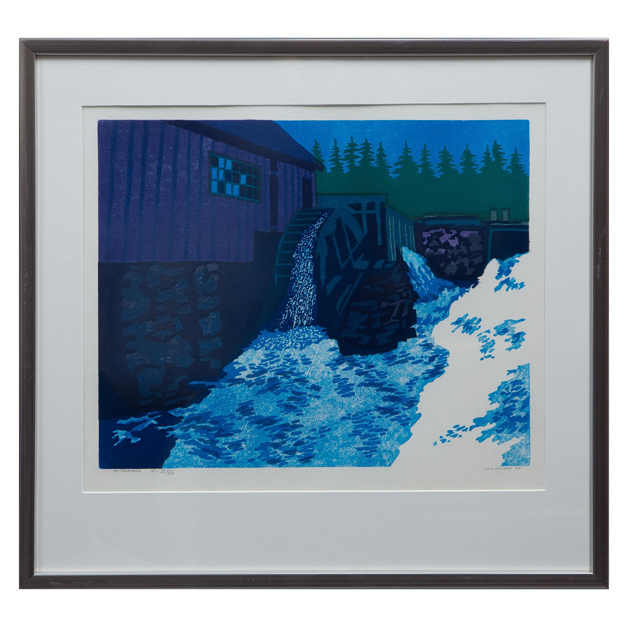 LEIF PERSSON (b. 1938) LITHOGRAPH “WATERMILL” HC III/XV, SIGNED, DATED.