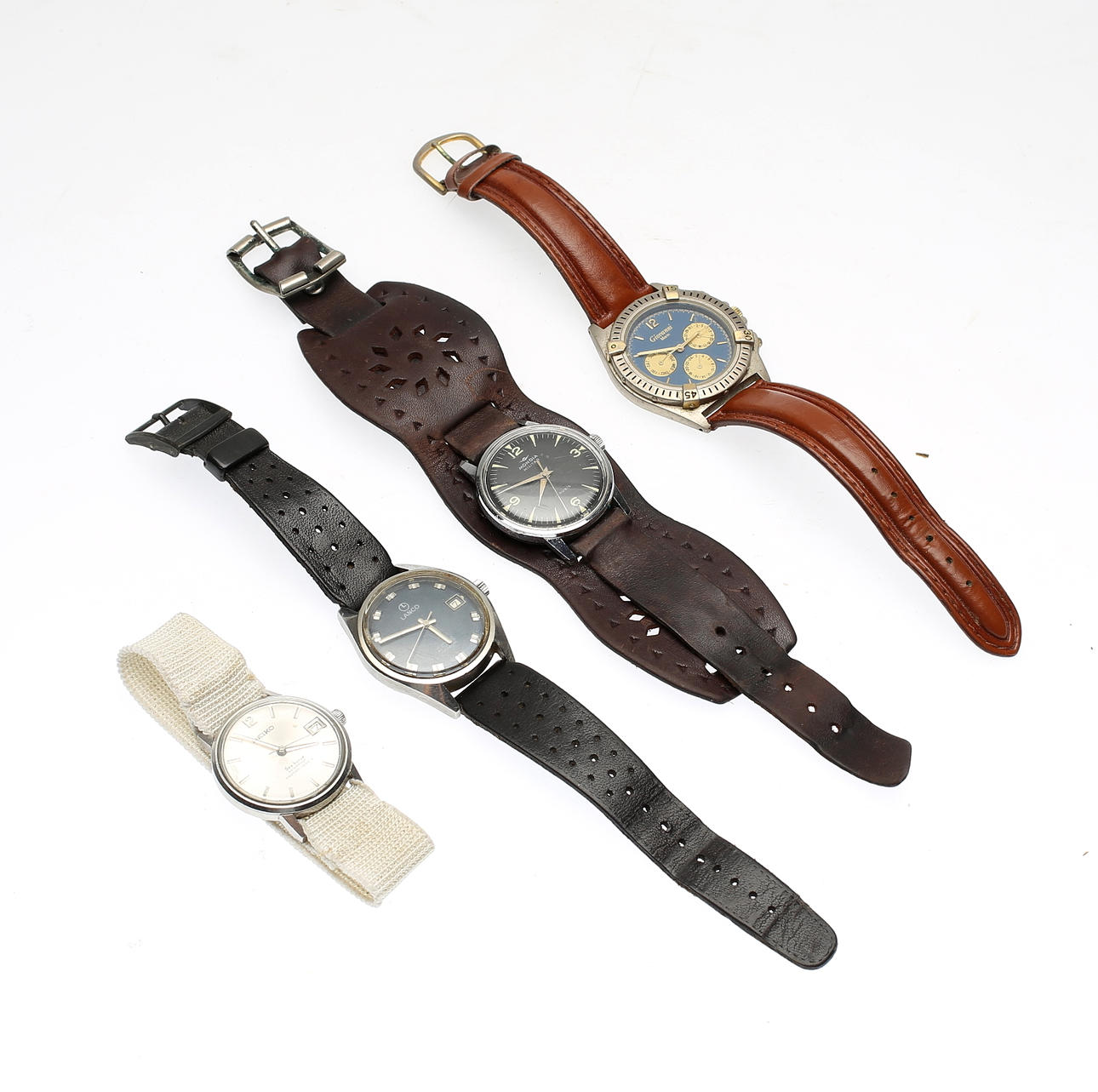 ARMBANDSUR, 4 st, stål, Mondia, Seiko, Lanco och Giovanni, 1900-talets andra hälft.