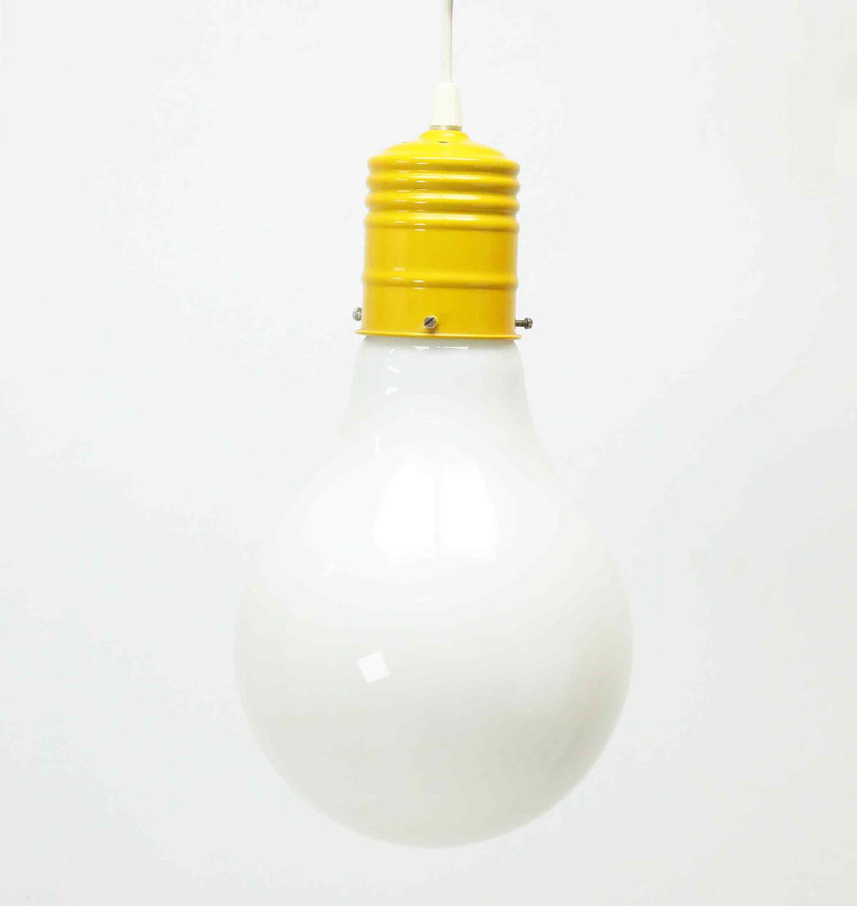 CEILING LAMP. A 1970s Ikea glass/plate “flask”.