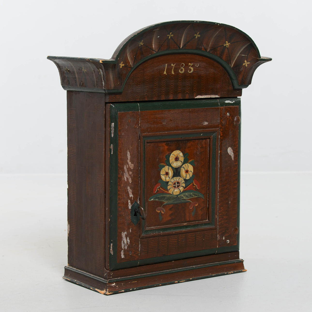 A wall cabinet, allmoge, dated 1785.