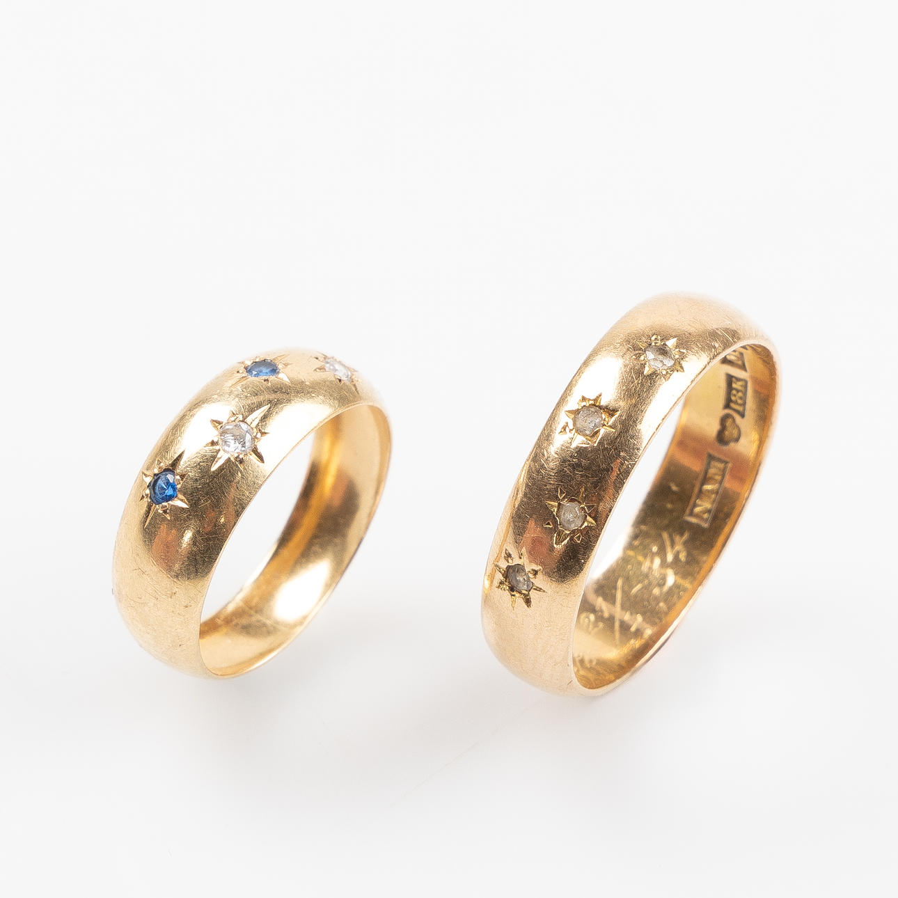 RINGS, 2 pcs. 18K gold.