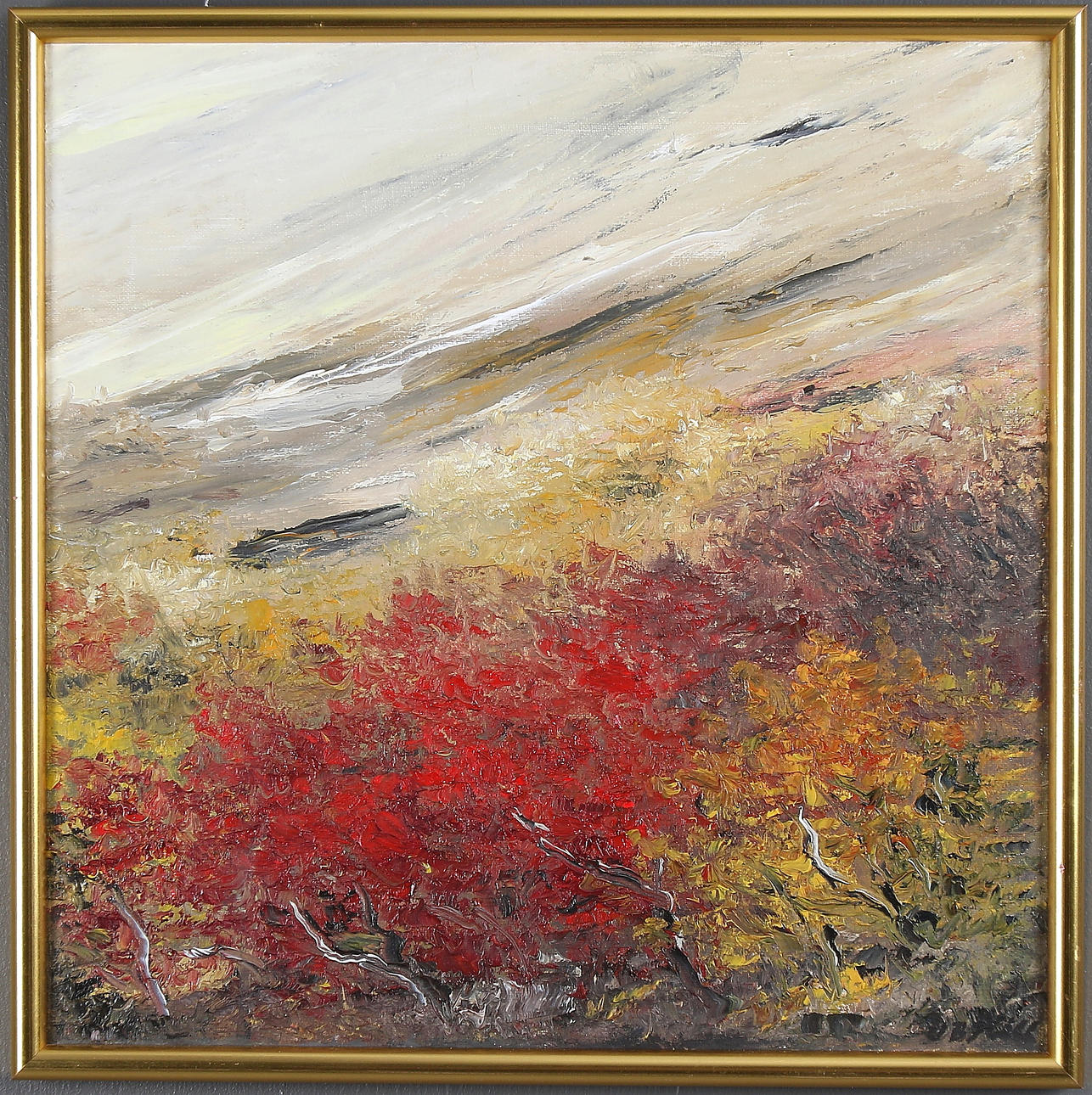 ULLA BRITT HILL. "Septembereld", olja på duk, signerad och daterad 2002.