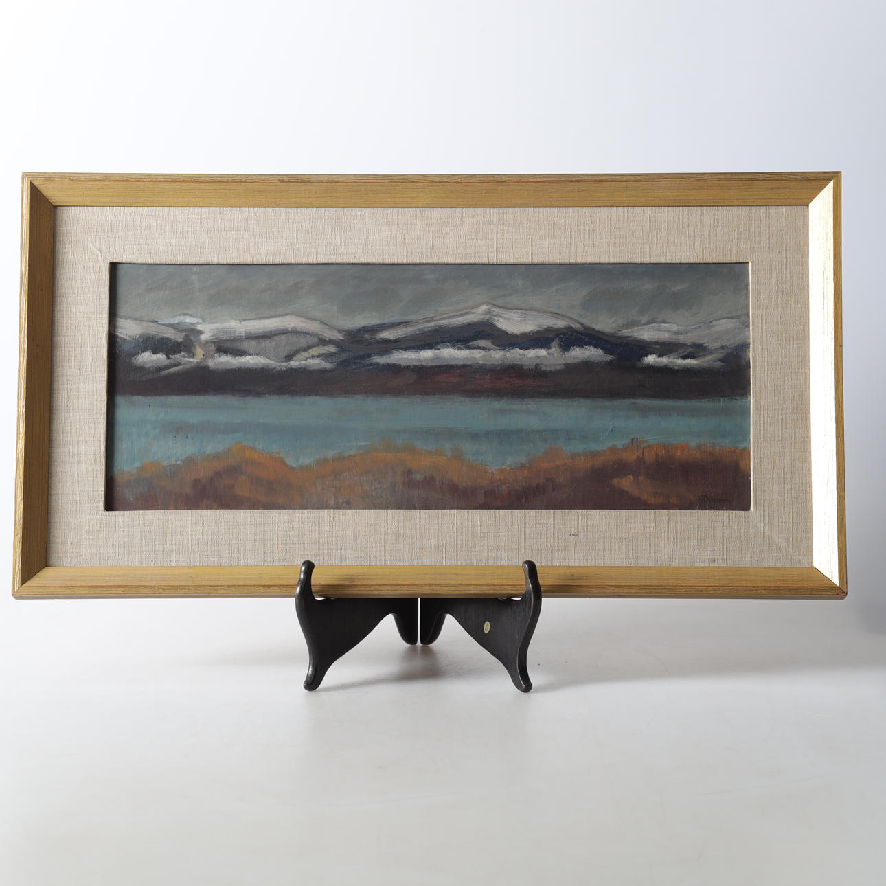 UNO DEWOON. Landscape with mountains, oil on panel, signed.