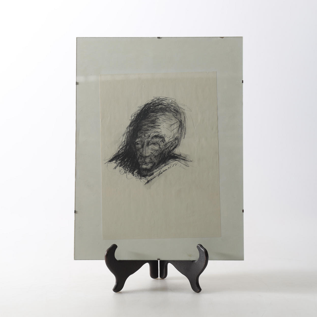 OIDENTIFIERAD KONSTNÄR. Portrait, charcoal drawing, signed and dated -85.