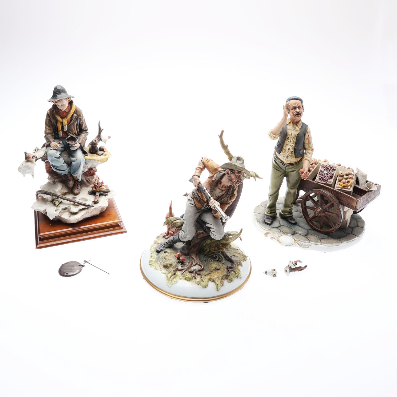 3 CAPODIMONTE PORCELAIN FIGURES.