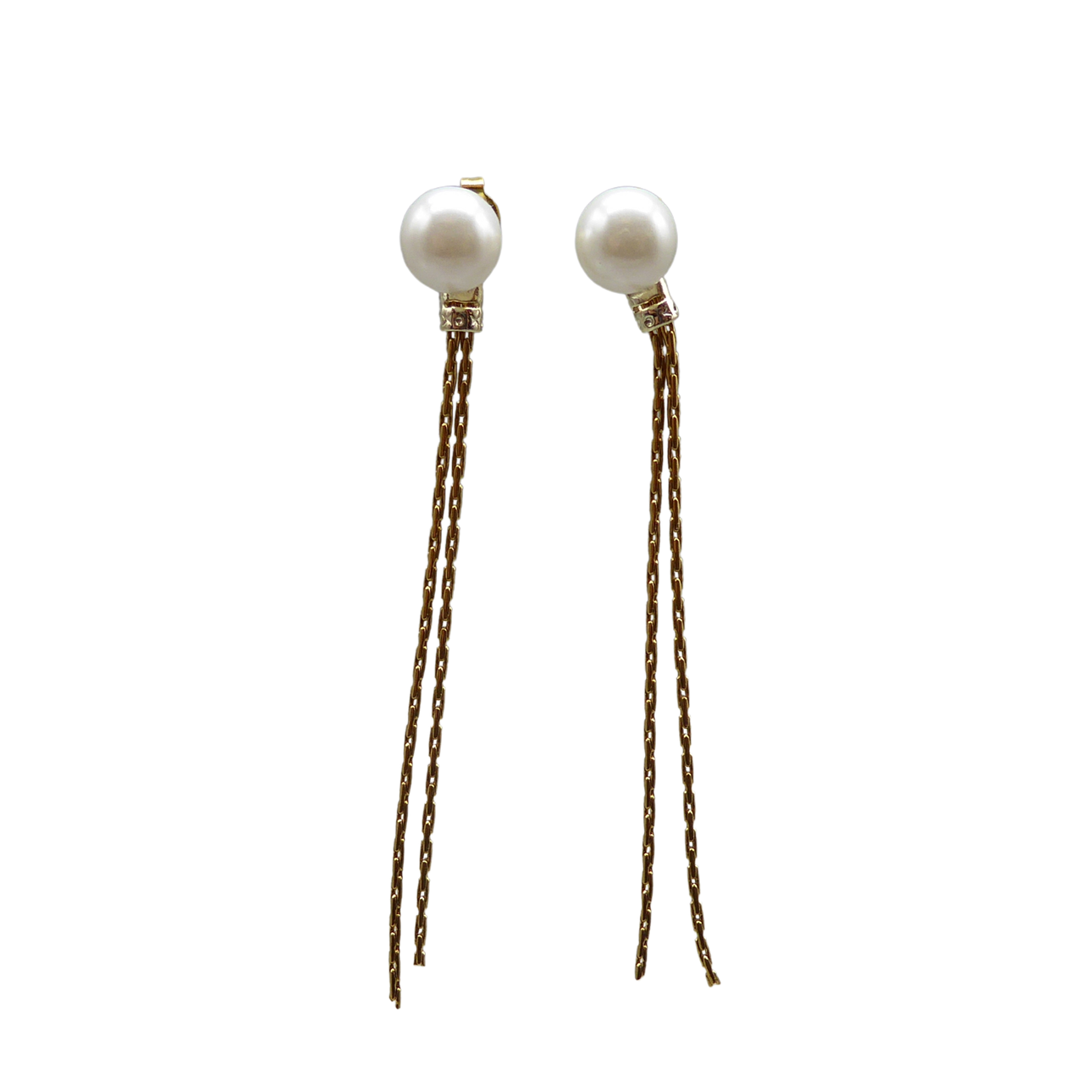 METAL PEARL EARRINGS.