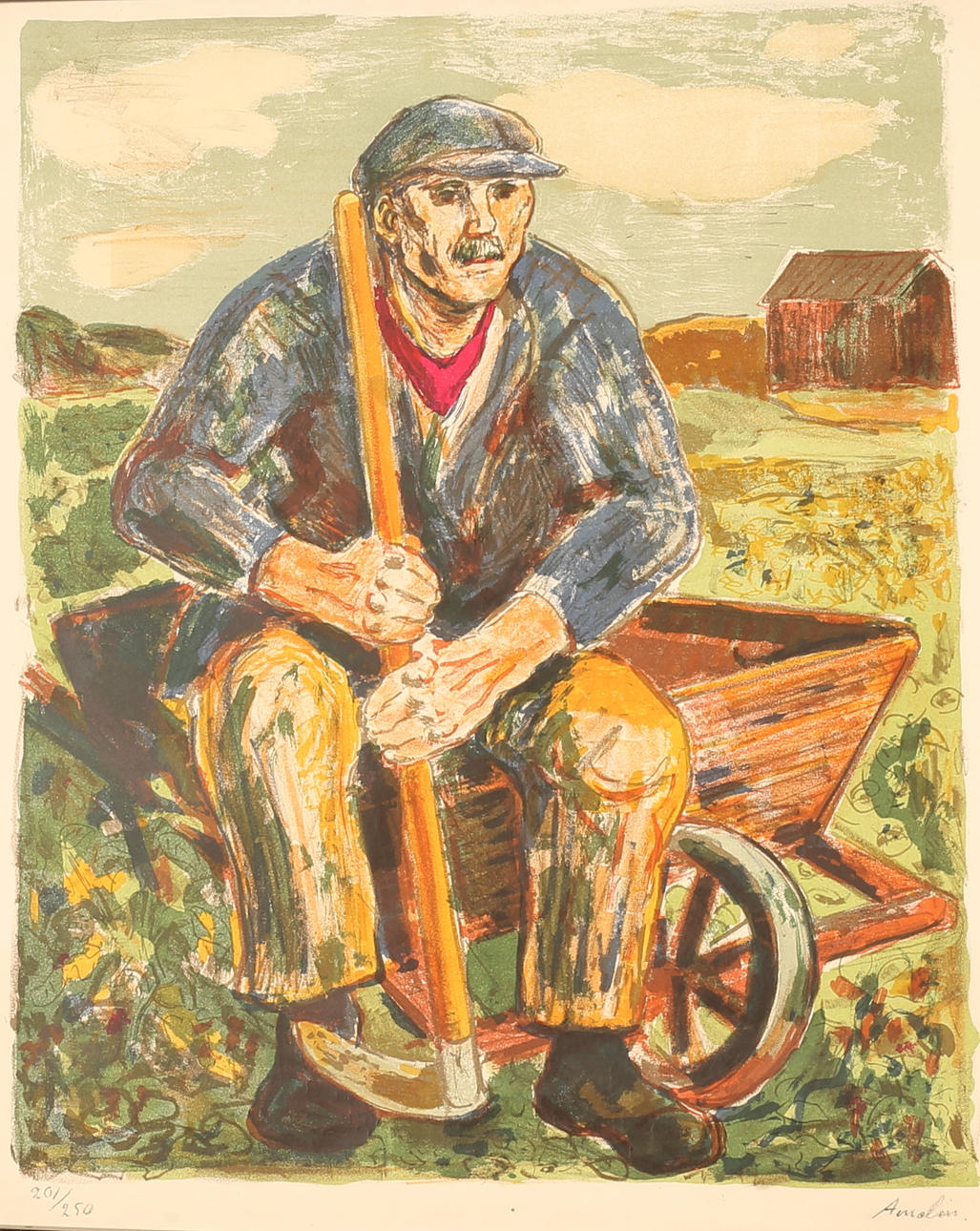 ALBIN AMELIN. Lithograph in colours, signed and numbered.