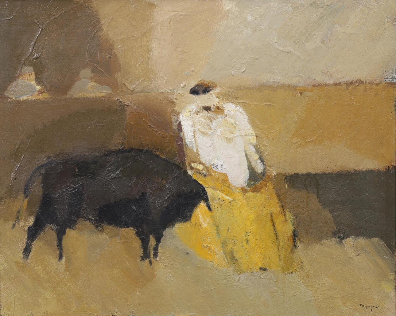 IVAR MORSING. “Bullfighting”, oil on canvas, signed, dated 1962.