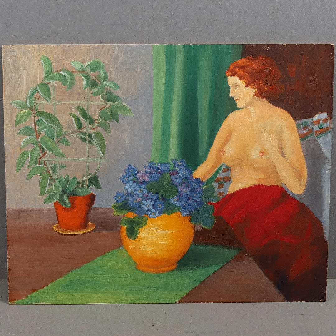 OKÄND KONSTNÄR. OIL ON PANEL, “Model”.