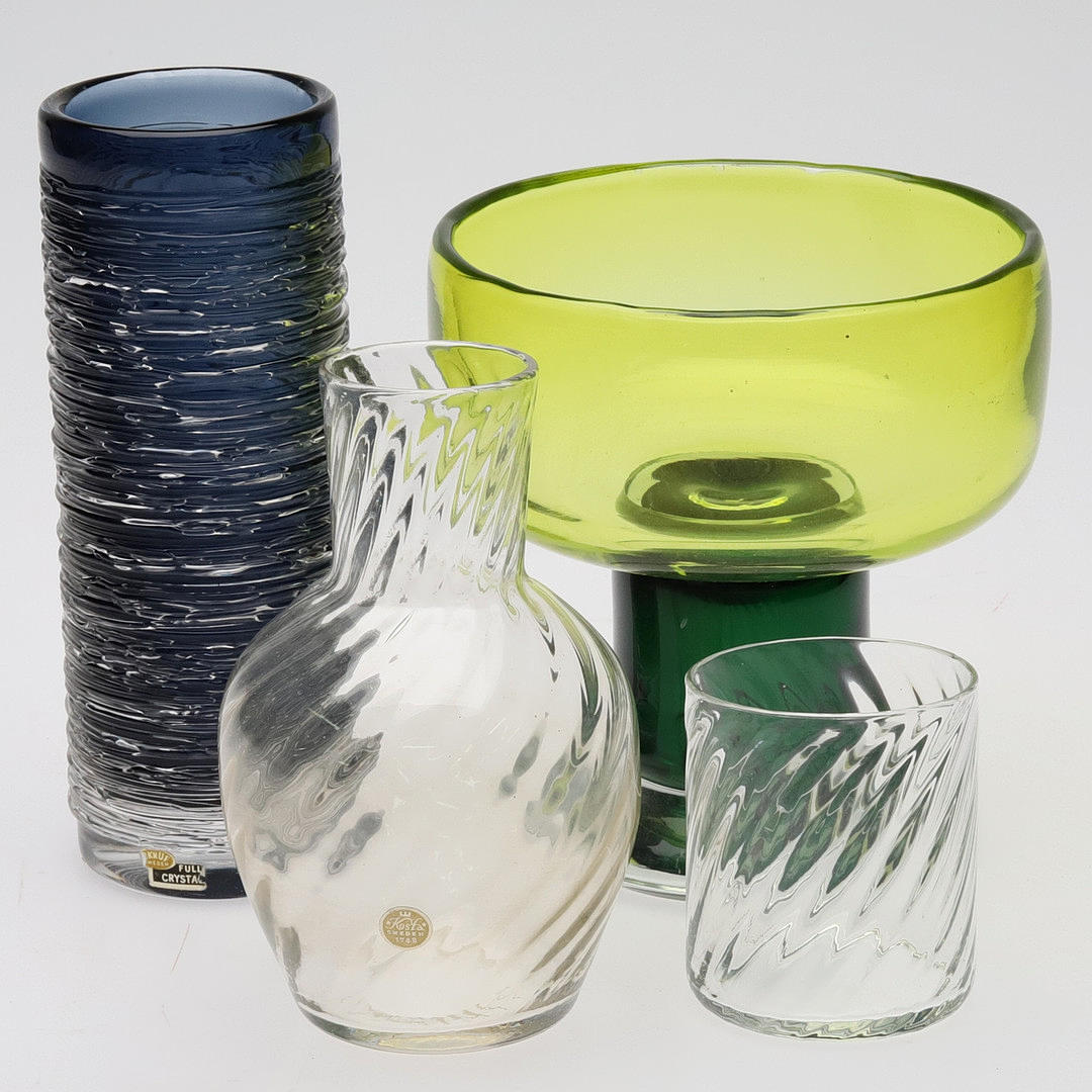 PARTI GLASFÖREMÅL. 4 st, Gullaskruf, Kosta Boda.