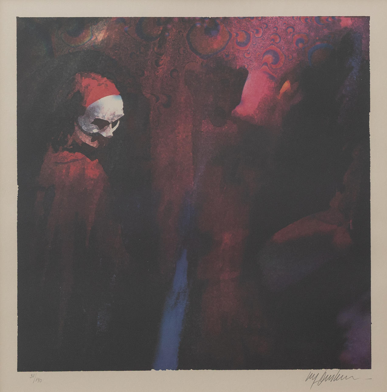 ULF ONSBERG. Masked man, lithograph no 38/190, signed.