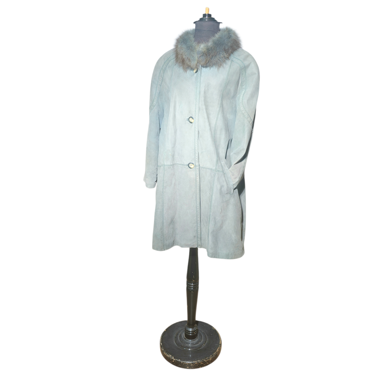 Padded lambskin jacket with matching renard collar.