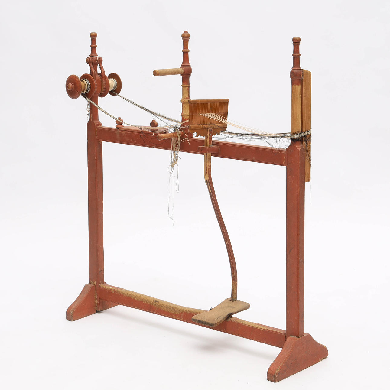 A painted ribbon loom, 19th century.