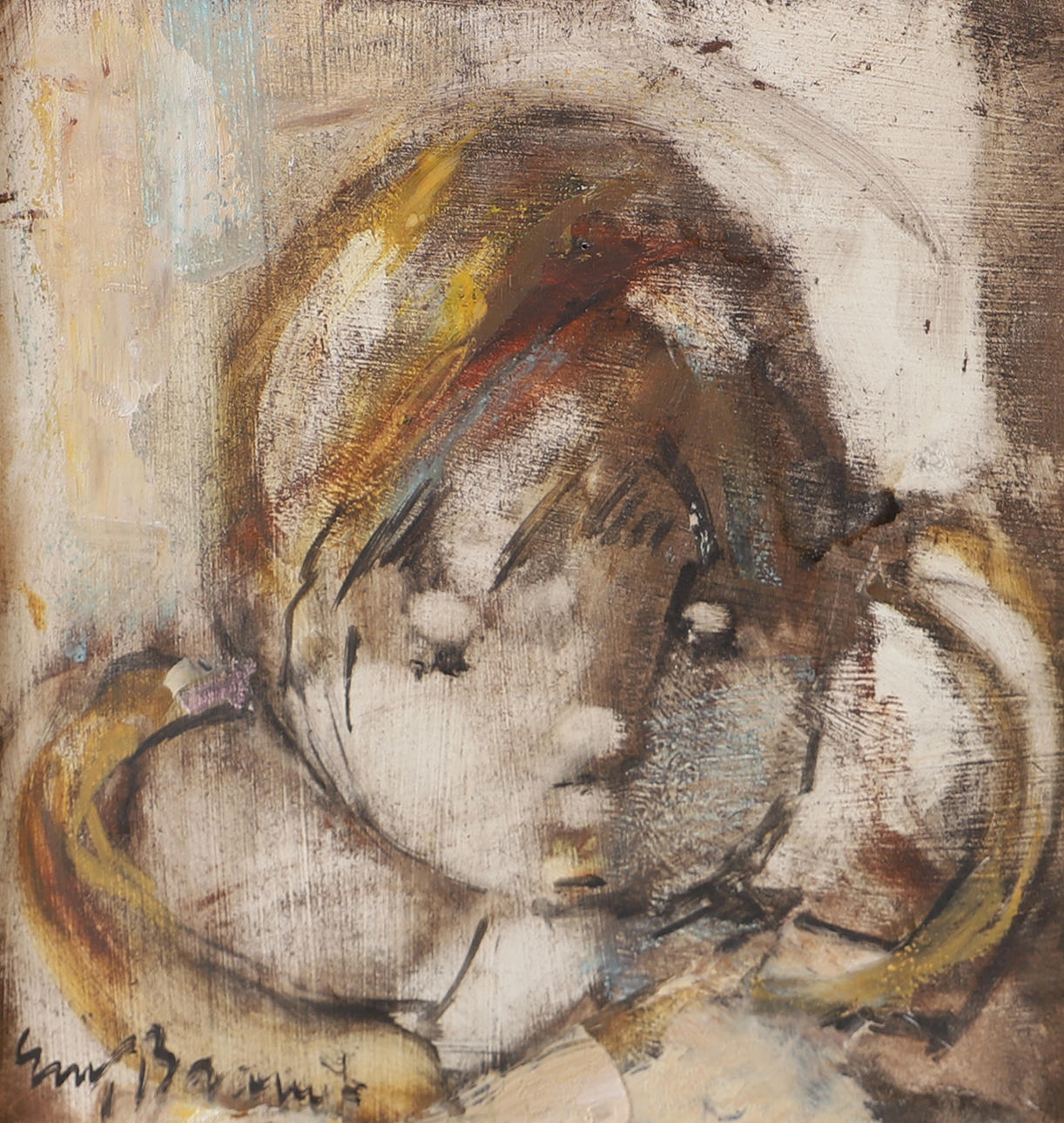 ERIK BRANDT. Portrait oil on panel, signed.