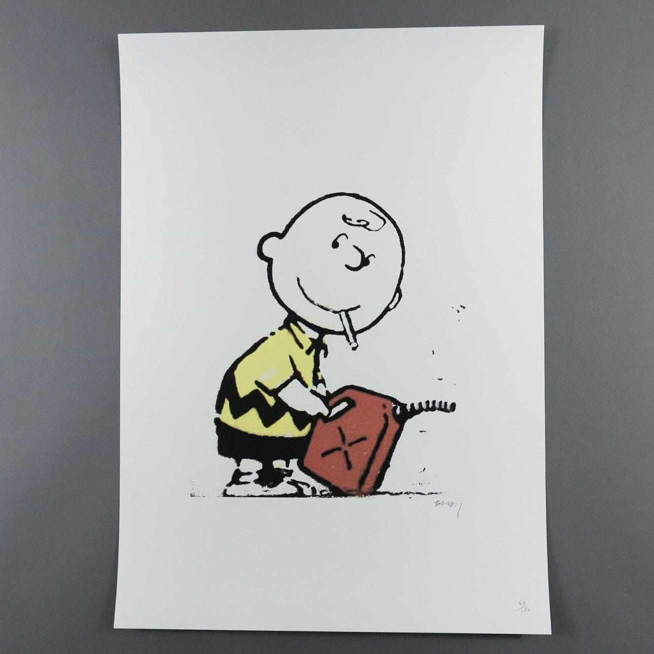 CHARLIE BROWN PEANUTS”, Banksy motif, color offset print. Art ...