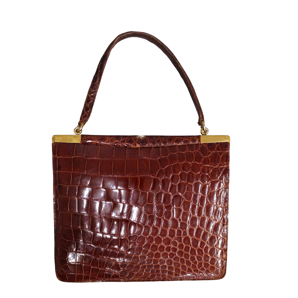 REPTILE LEATHER HANDBAG.