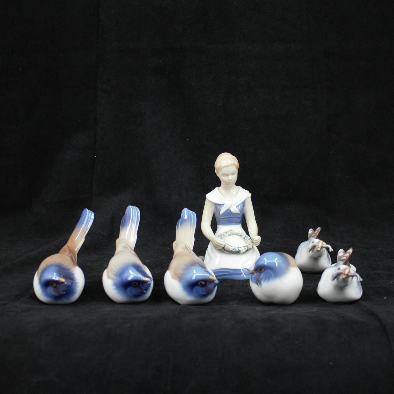 FIGURINER, 7 delar, porslin, Bing & Gröndal, Danmark.