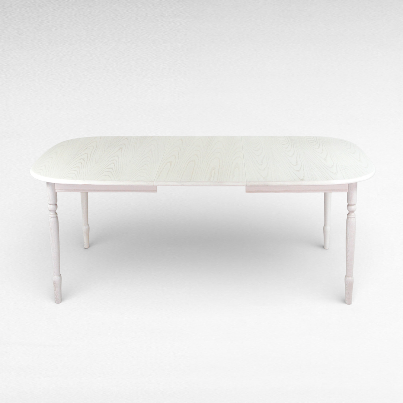 DINING TABLE, white glazed hardwood, 1 pc. insert disc, contemporary.