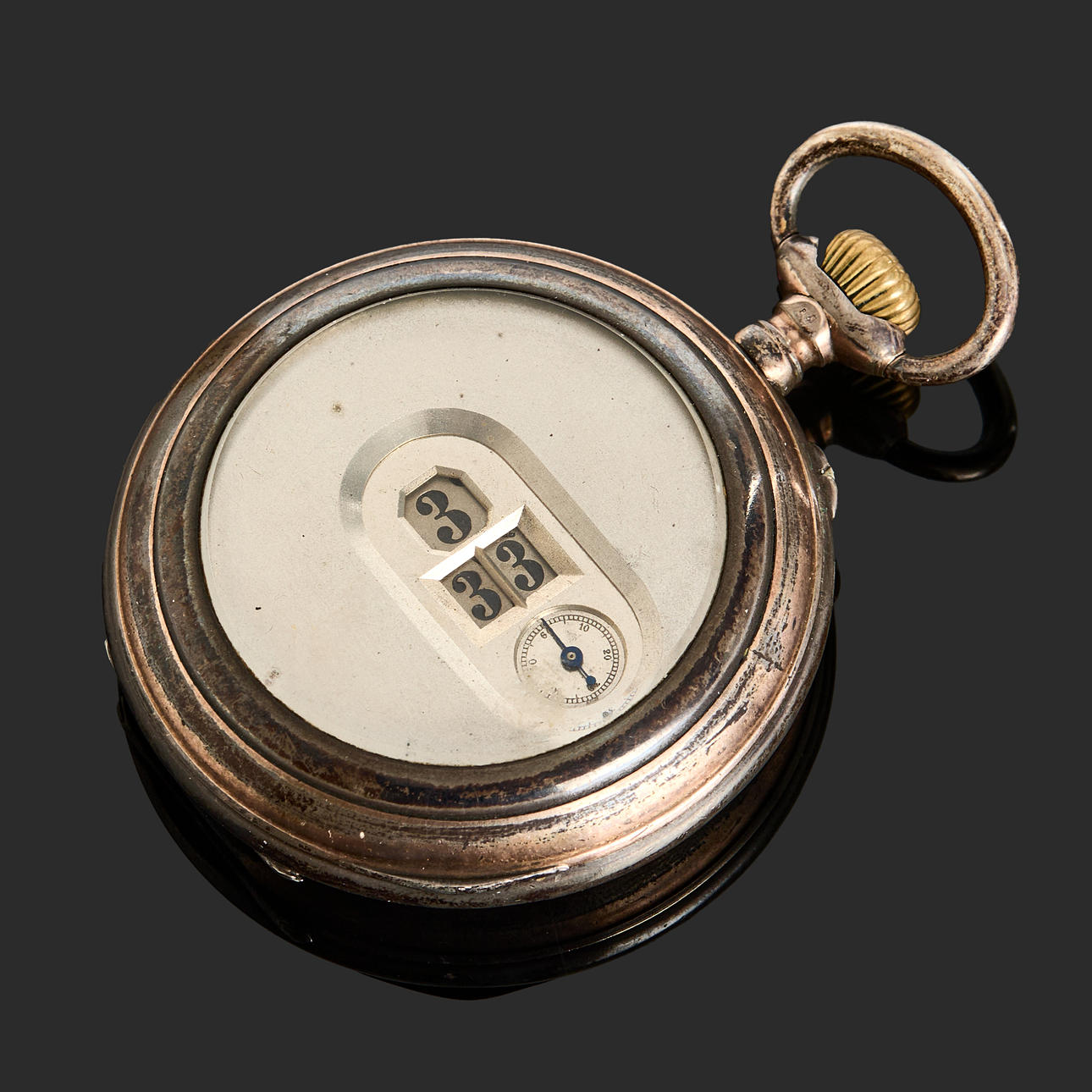 DIGITAL POCKET WATCH silver, circa 1910-20.