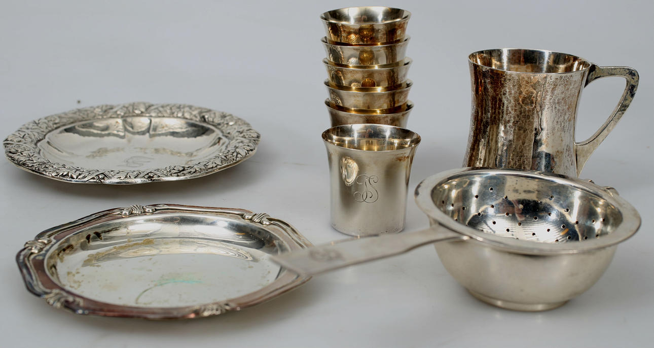 SILVERFÖREMÅL, 10 delar, 574,9 gram.