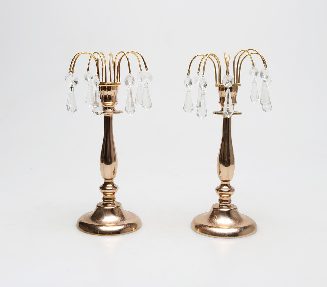 LJUSSTAKAR, 1 par, mässing, Hovmantorp, 1900-tal.