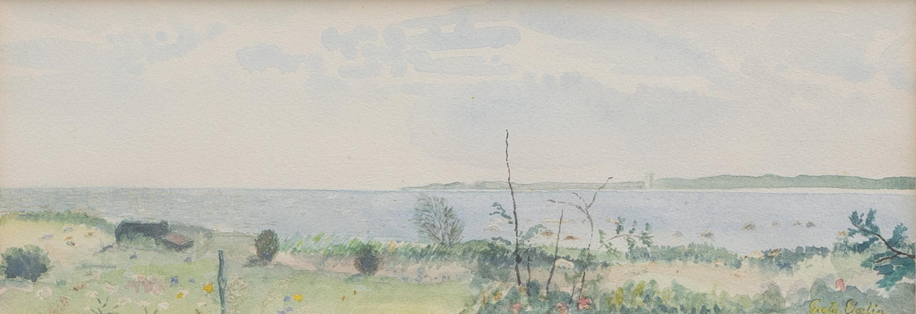 GRETA EKELIN. Coastal landscape, watercolor, signed.